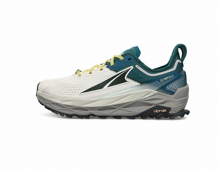 Altra Olympus 5 Trail löparskor Herr Vita Grå Turkos | KZI-846139